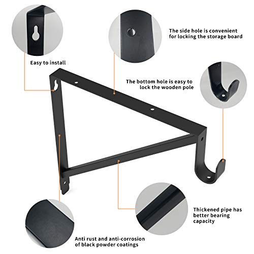 Heavy Duty Closet Rod & Shelf Brackets Clothes Hanger Pole Support Bracket Black 3 Pack