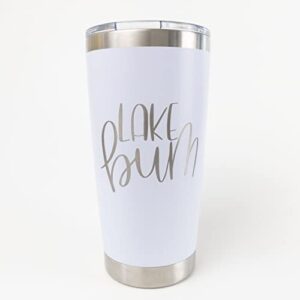 lake life insulated coffee tumbler, lake house gifts, travel mug stainless steel camping mug rv accessories