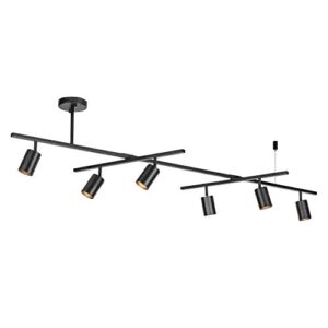 globe electric 59829 "west 64"" 6-light track lighting, matte black, center swivel bars