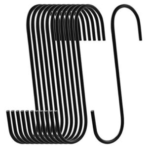 whyhkj 12pcs 6.5" black antistatic coating steel hanging hooks heavy-duty s hooks home storage organizers accessories