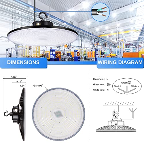 BBESTLED 240W LED High Bay Light, Warehouse Light 0-10V Dimmable 5000K Daylight 36,000LM UFO High Bay Light[1000W MH/HPS Equivalent] for Factory Warehouse UL&DLC Listed AC100-277V Updated Version