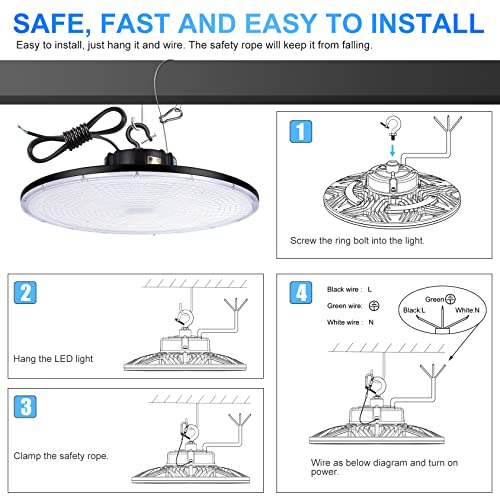 BBESTLED 240W LED High Bay Light, Warehouse Light 0-10V Dimmable 5000K Daylight 36,000LM UFO High Bay Light[1000W MH/HPS Equivalent] for Factory Warehouse UL&DLC Listed AC100-277V Updated Version