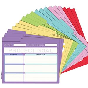 eoout 18 pack file folders letter size, project file folders with tabs, 6 assorted colors, 11.5x9.5 inch, 1/3 cut, for students, office supplies