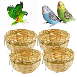 4 pack tiny handwoven bamboo bird nest cage house hatching breeding cave with hook for for small bird parrot budgie parakeet cockatiel conure lovebird finch canary cockatoo african grey
