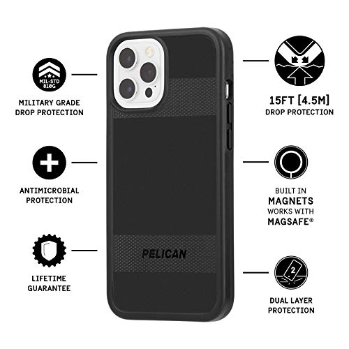 Pelican - PROTECTOR Series - Case for iPhone 12 Pro Max (5G) - Compatible with MAGSAFE Accessories & Charging - 15 ft Drop Protection - 6.7 Inch - Black