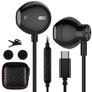 USB C Headphones, ACAGET Galaxy S21 Ultra Earbuds Wired Earphone for Android Semi in Ear USB Type C Headphone HiFi Stereo USB C Earphones for Samsung Galaxy S22 S23 Plus S20 FE A53 Tab S7 S6 S5e Black