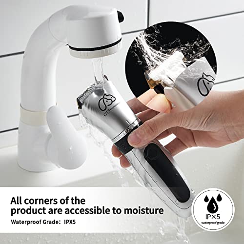 Pet Clippers Professional Dog Grooming kit Adjustable Low Noise High Power Rechargeable Cordless Pet Grooming Tools , Hair Trimmers for Dogs and Cats, Washable（IPX5), with LED Display.