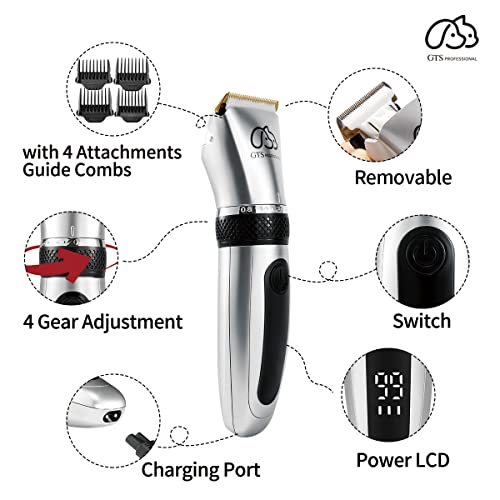 Pet Clippers Professional Dog Grooming kit Adjustable Low Noise High Power Rechargeable Cordless Pet Grooming Tools , Hair Trimmers for Dogs and Cats, Washable（IPX5), with LED Display.