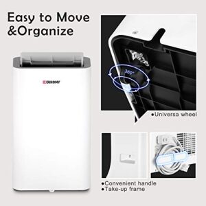 EUHOMY 14,000 BTU Quiet Portable Air Conditioner, Multifunctional Floor AC Unit With Dehumidifier, Exhaust Hose, Remote Control, Supplied With Window Installation Kit For Rooms Up To 450 Sq. ft, White