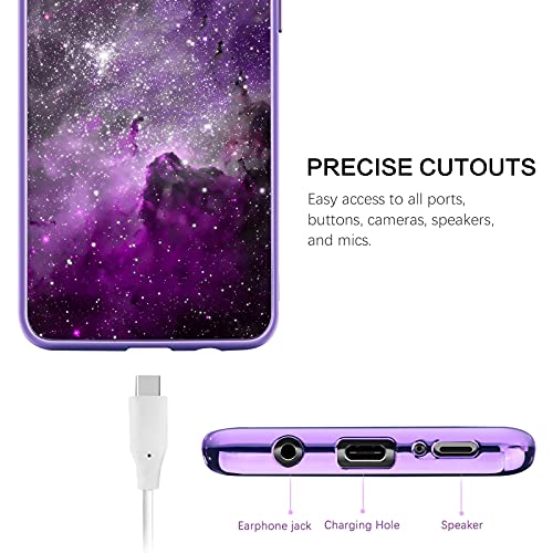 BENTOBEN Compatible Samsung S9 Case, Slim Fit Glow in The Dark Shockproof Hybrid Hard PC Soft TPU Bumper Drop Protective Girls Women Men Phone Cover for Samsung Galaxy S9 5.8", Purple Nebula