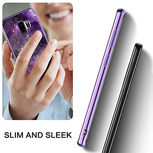 BENTOBEN Compatible Samsung S9 Case, Slim Fit Glow in The Dark Shockproof Hybrid Hard PC Soft TPU Bumper Drop Protective Girls Women Men Phone Cover for Samsung Galaxy S9 5.8", Purple Nebula