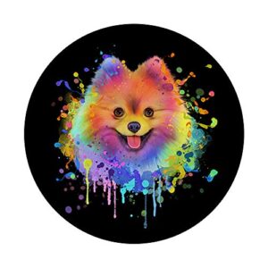 Colorful Splash Art Pomeranian Portrait Pom Puppy Owner PopSockets Swappable PopGrip