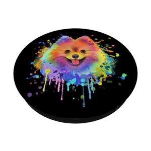 Colorful Splash Art Pomeranian Portrait Pom Puppy Owner PopSockets Swappable PopGrip