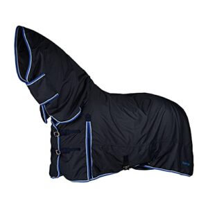 HORZE Glasgow Medium Weight Waterproof Combo Turnout Winter Horse Blanket with Neck Cover (150g Fill) - Dark Blue - 75 in