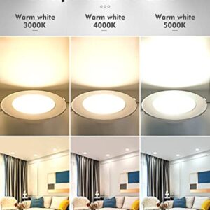 12 Pack LED Recessed Lighting 6 Inch, 3000K/4000K/5000K Selectable Canless 6 inch led recessed light, Dimmable 6in Recessed Lighting LED,12W 1200LM (110W Eqv.) CRI90 Wafer Lights 6 inch -IC Rated