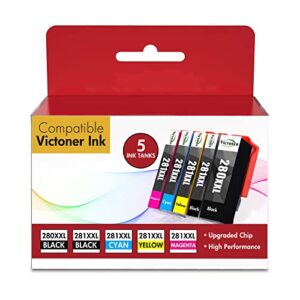 pgi-280 xxl/cli-281xxl compatible ink cartridges replacement for canon 280 281 ink cartridges pgi-280xxl cli-281xxl ink canon pixma tr8520 tr8620 ts6120 ts6320 ts8220 ts8320 ts9120 printer (5 pack)
