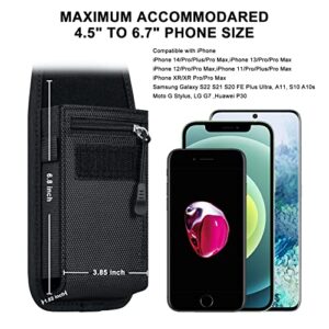 COANJIUO Phone Holster fits iPhone 14 11 12 13 Pro Max 8 7 6 Plus Samsung Galaxy S21 S20 FE Plus Ultra S10e S9 A32 A12 A13 A11 A10e A02S Nylon Cell Pouch Zipper Storage Pocket Holder