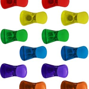 Set of 12 Bag Clips in Fun Assorted Colors - Features Magnetic Back - Measures 2.87" X 1.5" X 1" - Great for Holding Chip Bags, Hanging Pictures on the Fridge, and Even as Cloths Pins! (12)