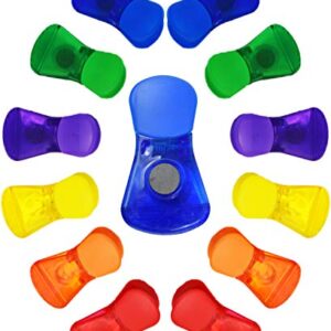 Set of 12 Bag Clips in Fun Assorted Colors - Features Magnetic Back - Measures 2.87" X 1.5" X 1" - Great for Holding Chip Bags, Hanging Pictures on the Fridge, and Even as Cloths Pins! (12)