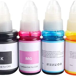 Compatible Refill Dye Ink for GI-290 GI290 Color Ink Kit Compatible for Canon PIXMA G4200 G4210 G3200 G1200 G2200 Printer, (Black Cyan Magenta Yellow, 4-Pack) Black 135ML C/M/Y 70ML