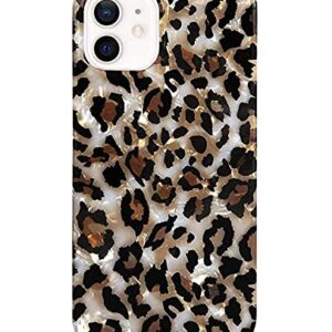 J.west Case Compatible with iPhone 11 6.1-inch, Luxury Sparkle Translucent Clear Leopard Cheetah Print Pearly Design Soft Silicone Slim TPU Protective Phone Case Cover for Girls Women (Bling)