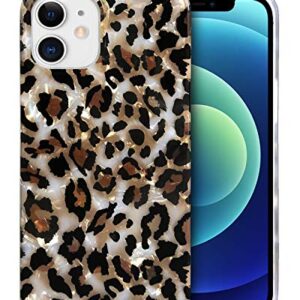 J.west Case Compatible with iPhone 11 6.1-inch, Luxury Sparkle Translucent Clear Leopard Cheetah Print Pearly Design Soft Silicone Slim TPU Protective Phone Case Cover for Girls Women (Bling)