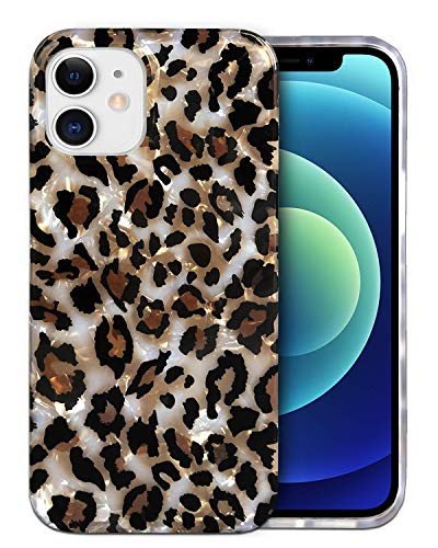 J.west Case Compatible with iPhone 11 6.1-inch, Luxury Sparkle Translucent Clear Leopard Cheetah Print Pearly Design Soft Silicone Slim TPU Protective Phone Case Cover for Girls Women (Bling)