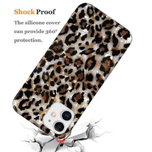 J.west Case Compatible with iPhone 11 6.1-inch, Luxury Sparkle Translucent Clear Leopard Cheetah Print Pearly Design Soft Silicone Slim TPU Protective Phone Case Cover for Girls Women (Bling)