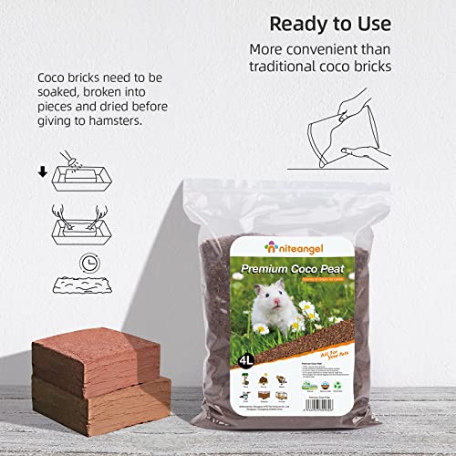 Niteangel Natural Coco/Cork Hamster Bedding Pet Litter for Dwarf Syrian Hamsters, Gerbils, mices, Degus or Other Small Animal