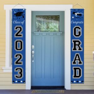 DAZONGE Blue Graduation Decorations Class of 2023, Congrats Grad Porch Banner for Any Schools or Grades Party Decorations 2023