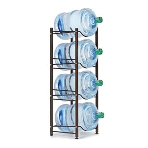 haitral water gallon jug holder, 4 tiers heavy duty water bottle buddy display rack, black brown