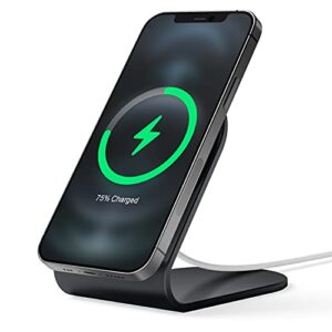 elago ms3 charging stand compatible with magsafe charger, durable aluminum phone stand, compatible with iphone 14,13,12 models (cable not included) (black)