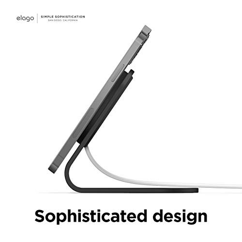 elago MS3 Charging Stand Compatible with MagSafe Charger, Durable Aluminum Phone Stand, Compatible with iPhone 14,13,12 Models (Cable not Included) (Black)