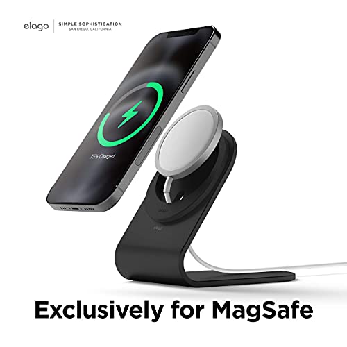 elago MS3 Charging Stand Compatible with MagSafe Charger, Durable Aluminum Phone Stand, Compatible with iPhone 14,13,12 Models (Cable not Included) (Black)