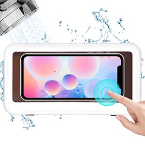 kunsluck shower phone holder waterproof, anti-fog touch screen shower phone case, wall mount phone holder for shower bathroom mirror bathtub, compatible with 4.7"-6.8" mobile phones