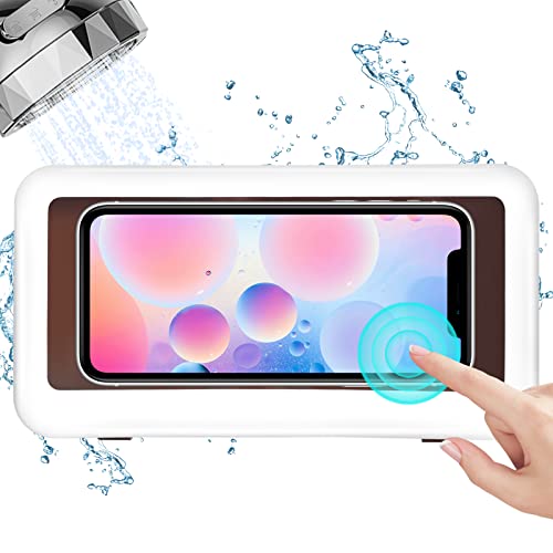 KUNSLUCK Shower Phone Holder Waterproof, Anti-Fog Touch Screen Shower Phone Case, Wall Mount Phone Holder for Shower Bathroom Mirror Bathtub, Compatible with 4.7"-6.8" Mobile Phones