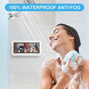 KUNSLUCK Shower Phone Holder Waterproof, Anti-Fog Touch Screen Shower Phone Case, Wall Mount Phone Holder for Shower Bathroom Mirror Bathtub, Compatible with 4.7"-6.8" Mobile Phones