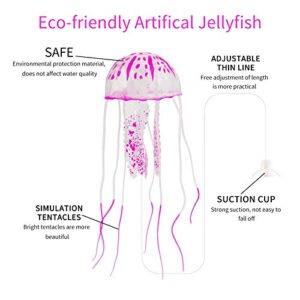 WishLotus 2 PCS Jellyfish Fish Tank Decorations, Simulation Jellyfish Plant Ornament, Fish Tank Jellyfish Glow Decorations, Fish Tank Decorations for Various Aquarium (S, Pink)