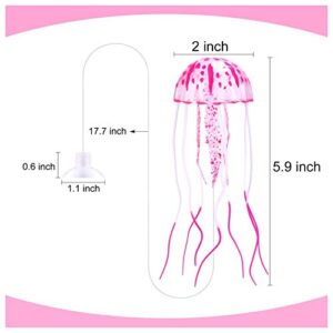 WishLotus 2 PCS Jellyfish Fish Tank Decorations, Simulation Jellyfish Plant Ornament, Fish Tank Jellyfish Glow Decorations, Fish Tank Decorations for Various Aquarium (S, Pink)