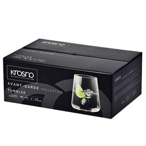 Krosno Water Juice Drinking Glasses | Set of 6 | 12.9 oz | Avant-Garde Collection | Crystal Glass | Perfect for Home, Restaurants and Parties | Dishwasher Safe