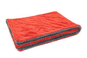 [dreadnought] microfiber car-drying towel, superior absorbency for drying cars, trucks, and suvs, double-twist pile, one-pass vehicle-drying towel (20"x30") 1-pack (red/gray)