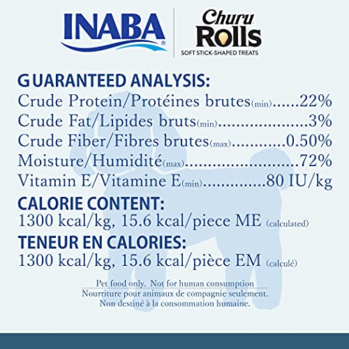 INABA Churu Rolls for Dogs, Grain-Free, Soft/Chewy Baked Chicken Wrapped Churu Filled Dog Treats, 0.42 Ounces Each Stick| 24 Stick Treats Total (8 Sticks per Pack), 3 Flavor Variety Pack (24 Sticks)