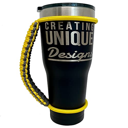 Creating Unique Designs Handmade Elastic Tumbler Handles 20 30 32 40 oz (Handle Only) (Yellow Charcoal Gray)