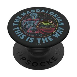 star wars: the mandalorian & the child neon line art popsockets popgrip: swappable grip for phones & tablets