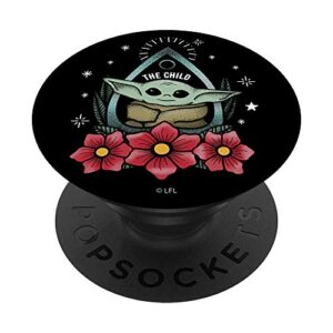 star wars: the mandalorian the child floral planchette popsockets popgrip: swappable grip for phones & tablets