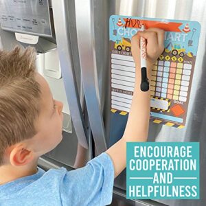 Construction Kids Chore Chart Magnetic, Reward Chart for Kids, Good Behavior Chart for Kids at Home, My Responsibility Chart for Kid, Magnetic Reward Chart for kids Behavior, Chore Chart for One Child