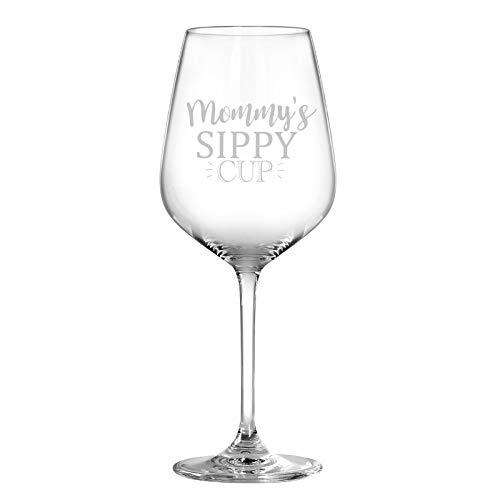 Mother’s Day Gift - Mommy’s Sippy Cup Wine Glass 15Oz, Funny Mom Wine Glass Gift for Wife Mom New Mom First Mom, Perfect Birthday Christmas Gag Gift from Husband Son Daughter Kids
