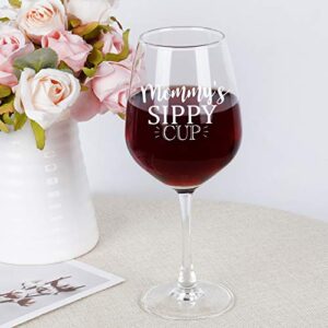 Mother’s Day Gift - Mommy’s Sippy Cup Wine Glass 15Oz, Funny Mom Wine Glass Gift for Wife Mom New Mom First Mom, Perfect Birthday Christmas Gag Gift from Husband Son Daughter Kids