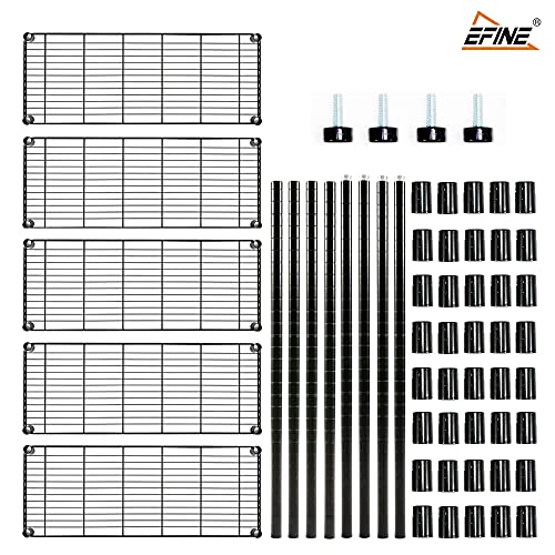 EFINE 5-Tier Steel Wire Shelving Rack with 5-Shelf Liners, Adjustable, NSF Certified Heavy Duty, 350lbs Loading Capacity Per Shelf(36"W x 14"D x 72"H)Pole Diameter 1"