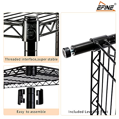 EFINE 5-Tier Steel Wire Shelving Rack with 5-Shelf Liners, Adjustable, NSF Certified Heavy Duty, 350lbs Loading Capacity Per Shelf(36"W x 14"D x 72"H)Pole Diameter 1"